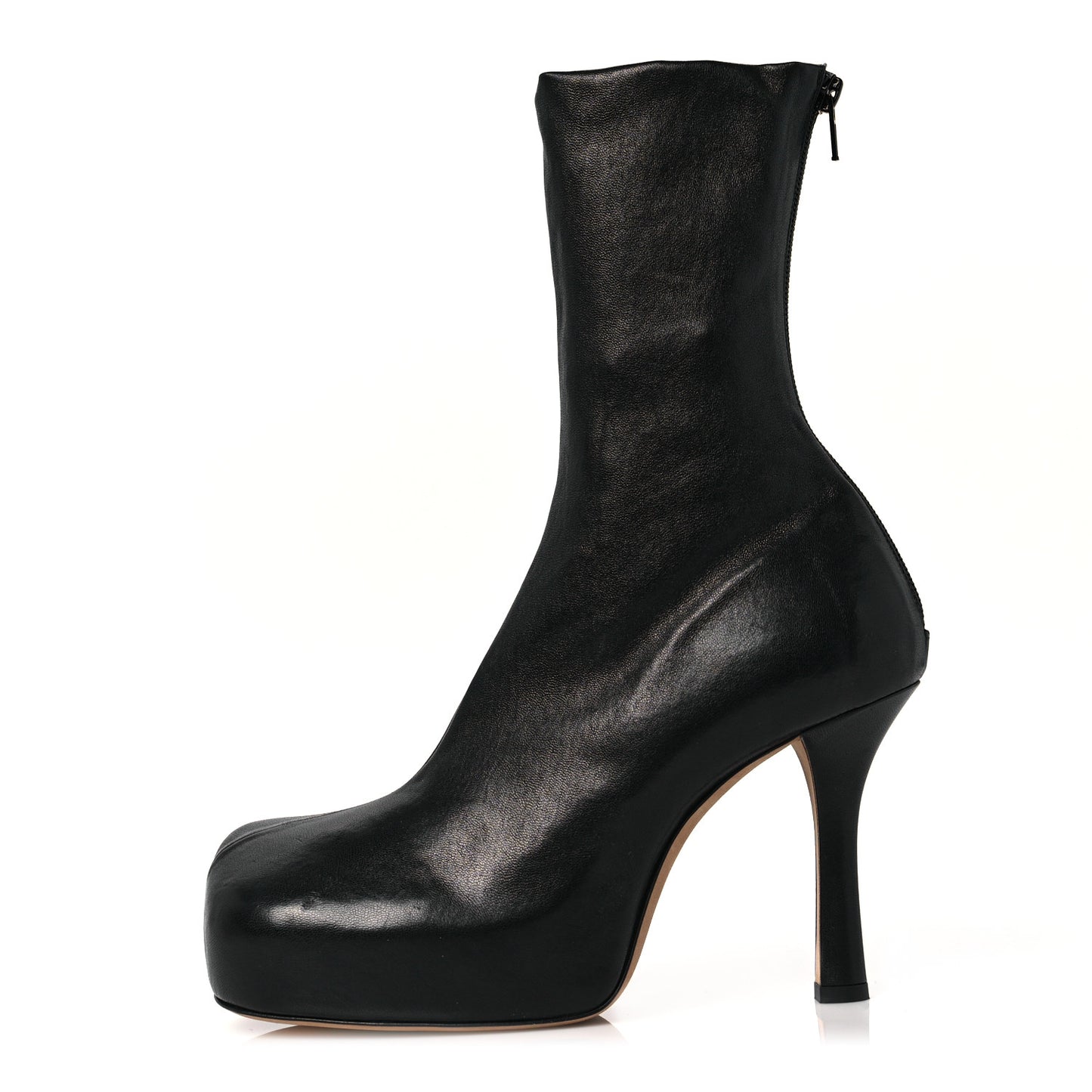 Nappa Platform Square Toe Ankle Boots 38.5 Black