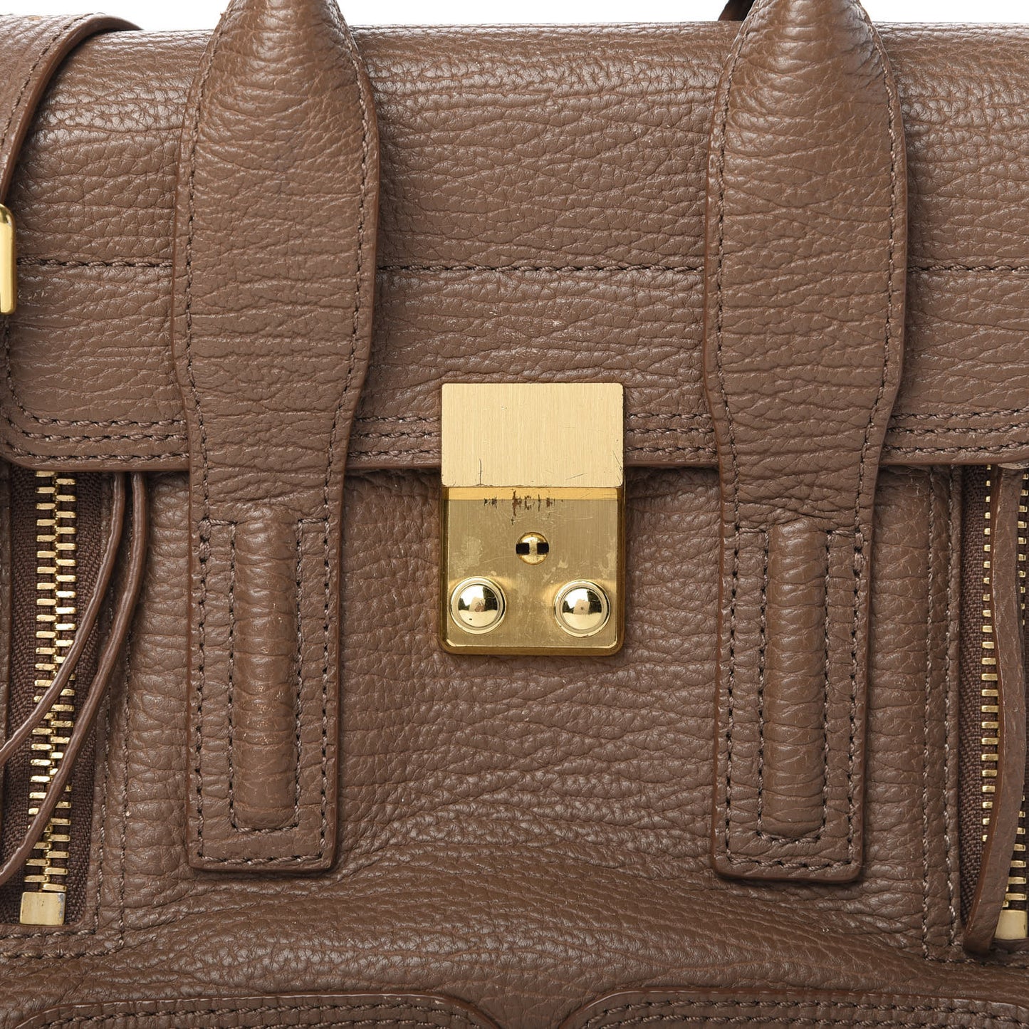 Textured Calfskin Mini Pashli Satchel Taupe