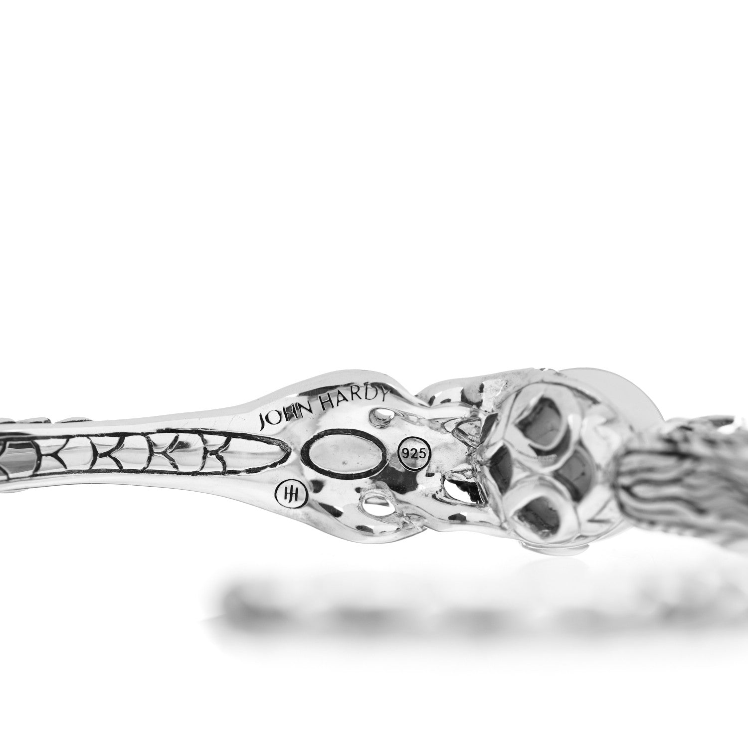 John Hardy Sterling Silver Black Sapphire Ruby Pearl Naga Dragon Head Bracelet 5 of 5