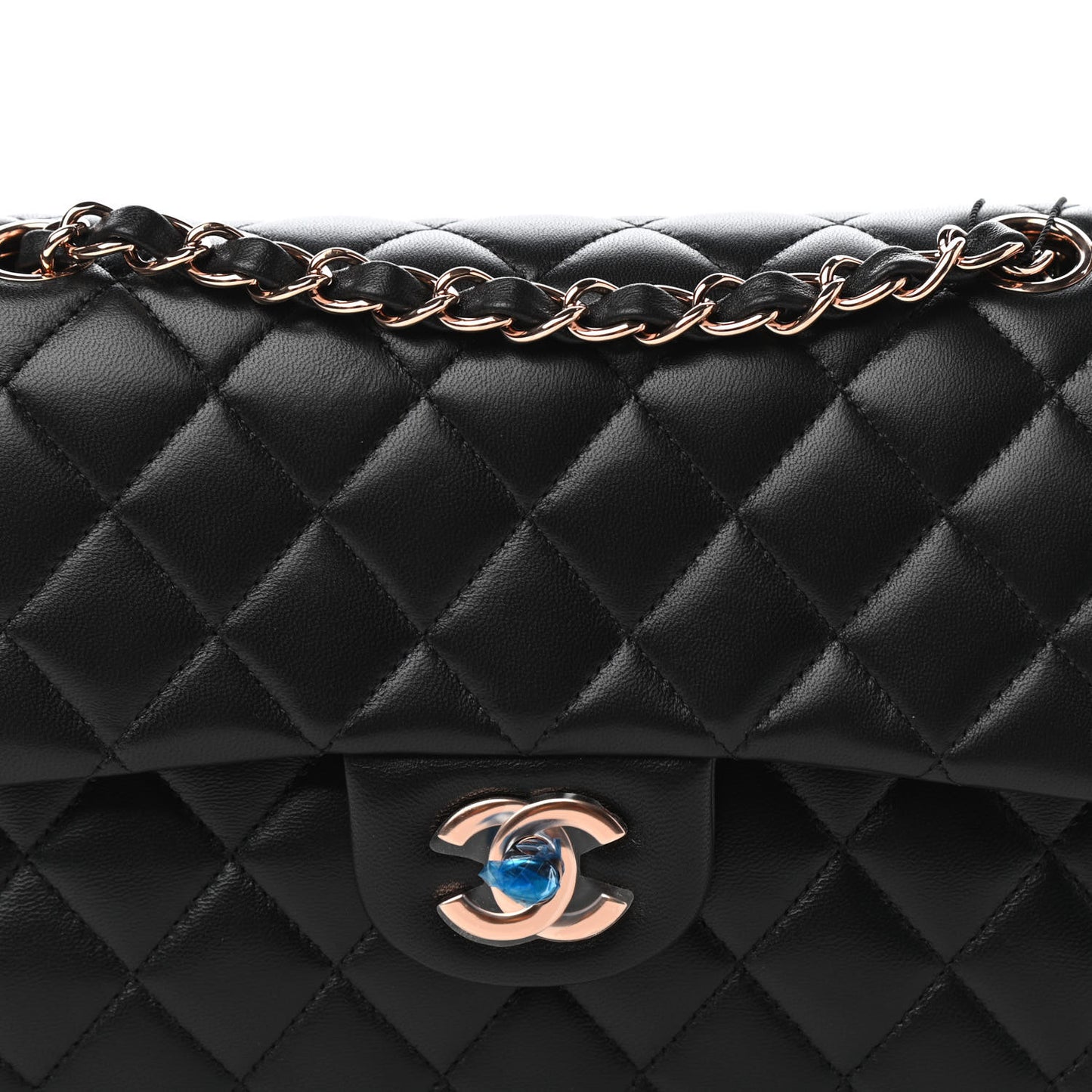 Lambskin Quilted Small Double Flap Black