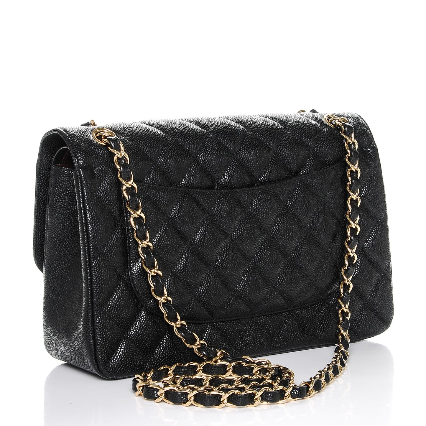 Caviar Quilted Jumbo Double Flap Black