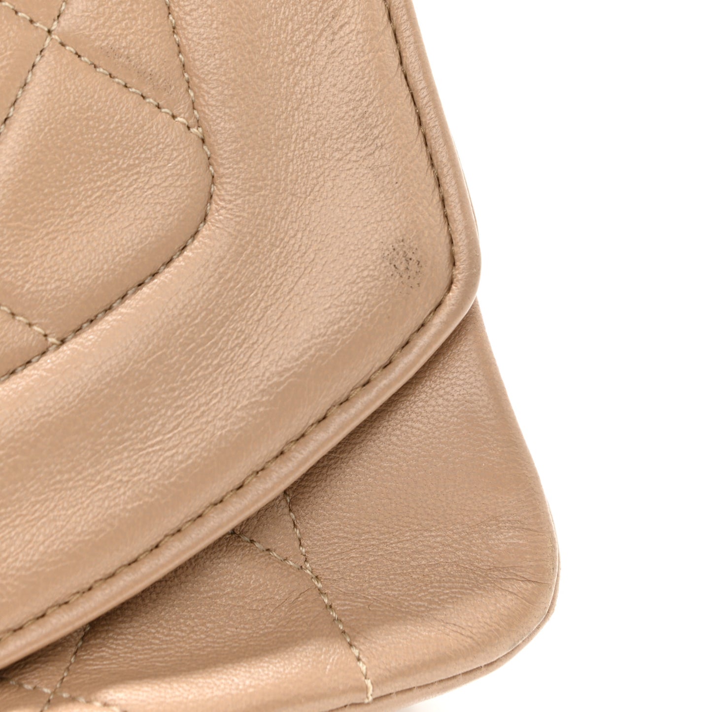 Lambskin Quilted Medium Single Flap Beige