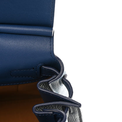 MCM Grained Calfskin Large Milla Convertible Backpack Navy Multicolor 11 of 15