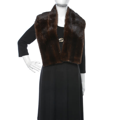 Gucci Mink Fur Monogram Shawl Scarf Dark Brown 2 of 5