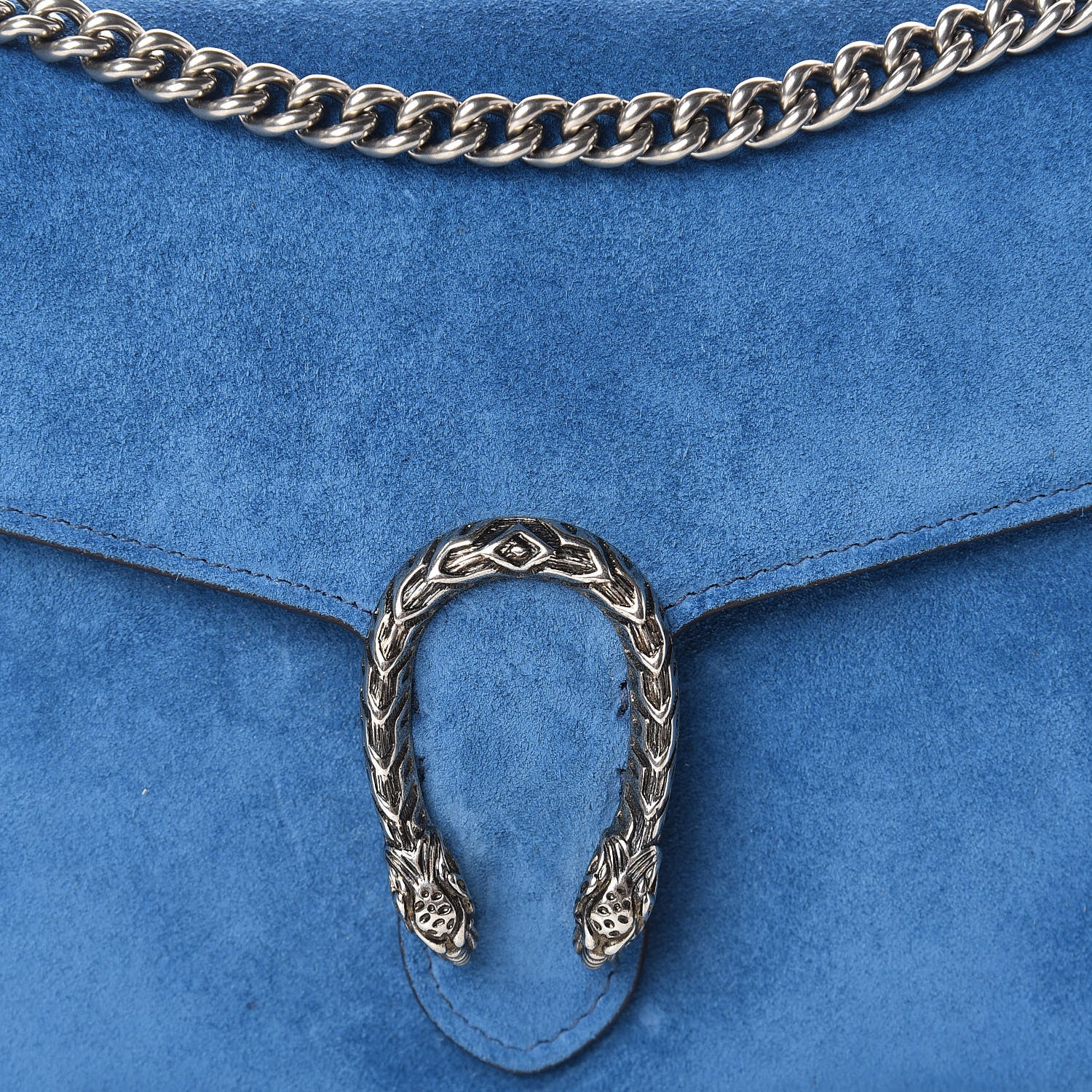 Gucci Suede Mini Dionysus Chain Wallet Blue 8 of 13