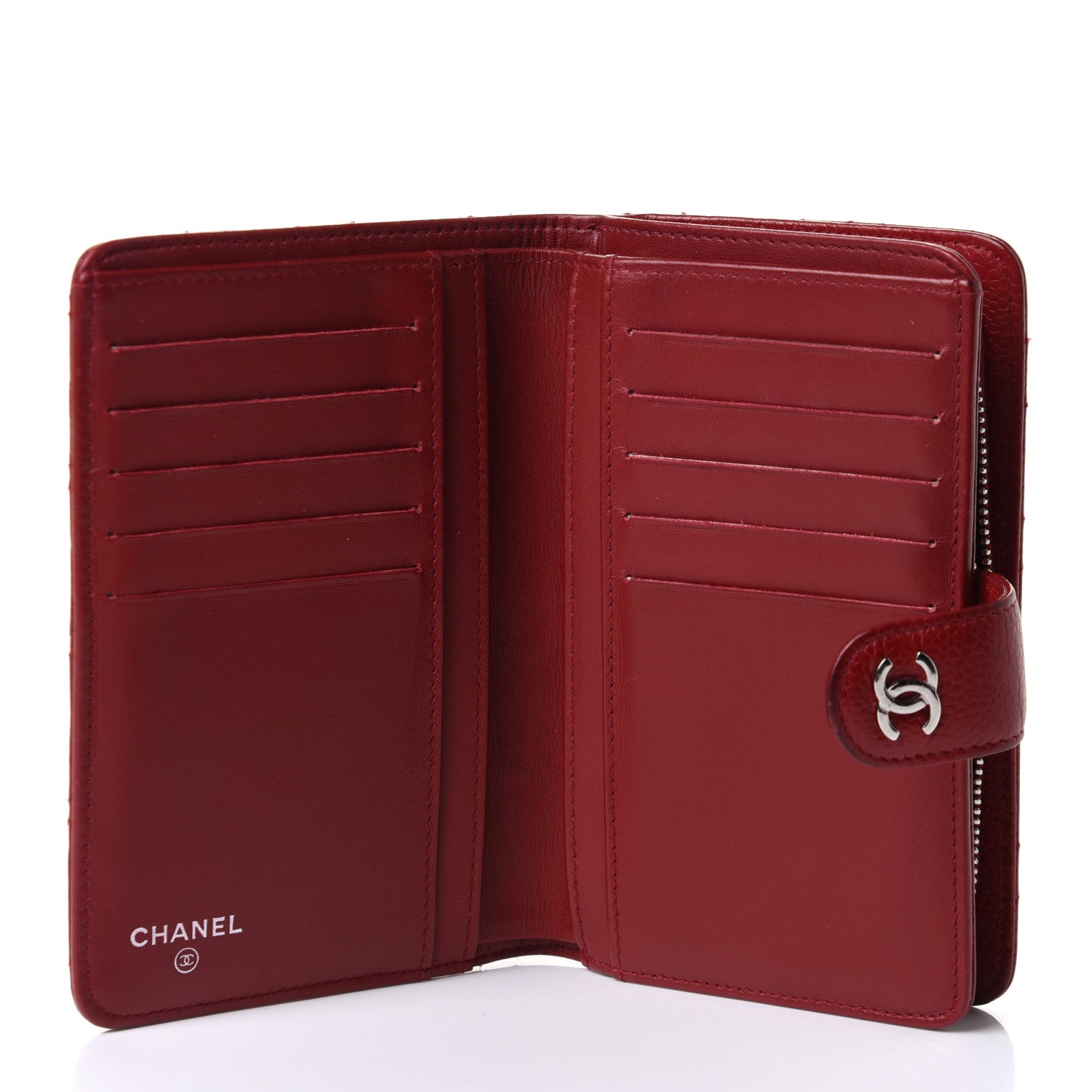 Chanel Caviar Quilted CC French Wallet Red 5 of 12