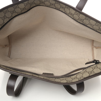 Gucci GG Supreme Monogram Medium Zippered Shopping Tote Dark Brown 5 of 10