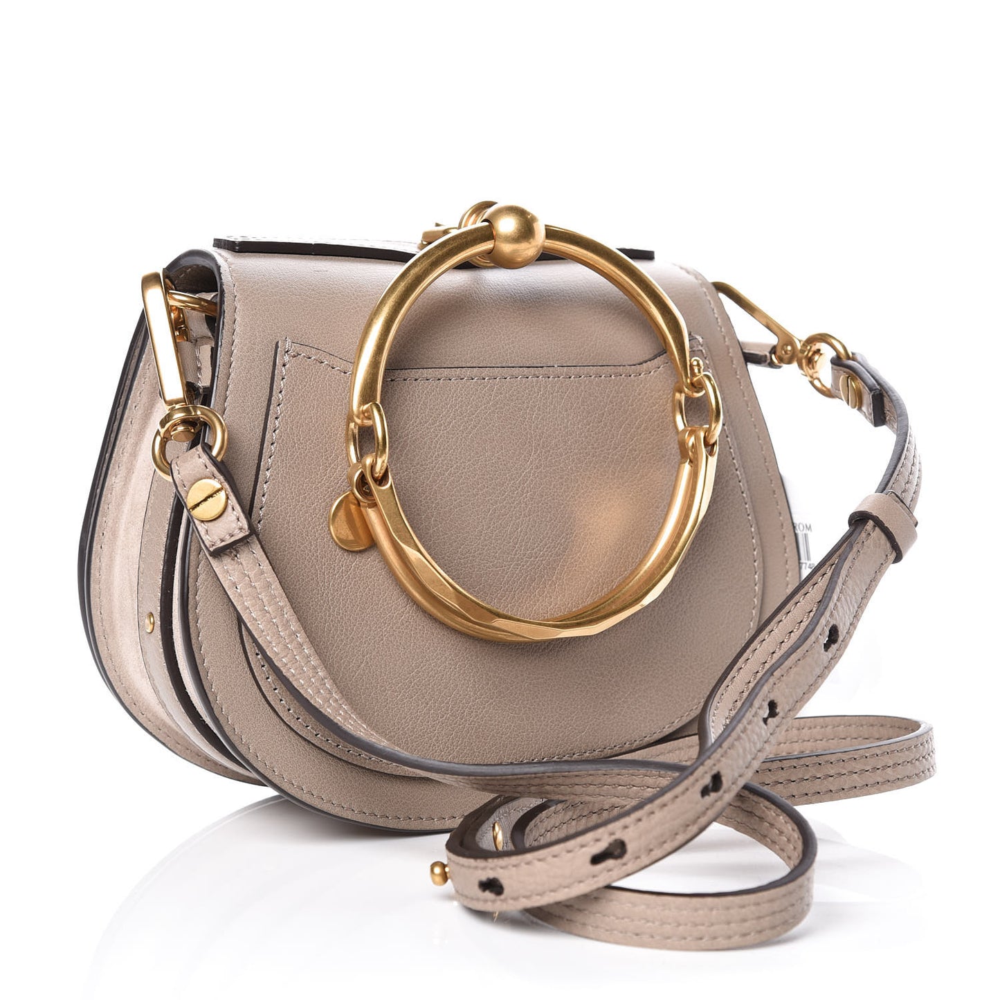 Calfskin Suede Small Nile Bracelet Bag Motty Grey