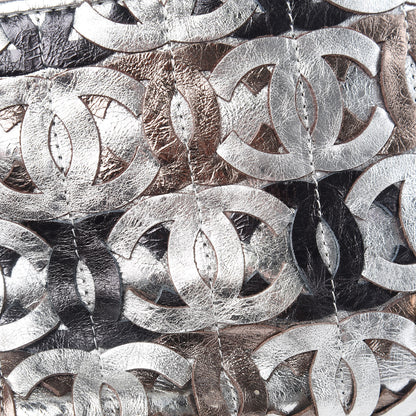 Chanel Metallic Crackled Calfskin Medium CC Mix Flap Silver Gold 15 of 17