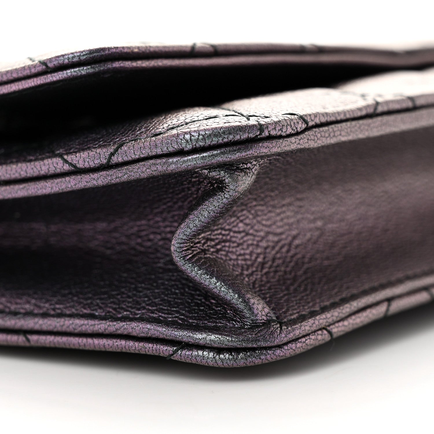 Chanel Iridescent Goatskin Quilted Wallet On Chain WOC Purple 10 of 12