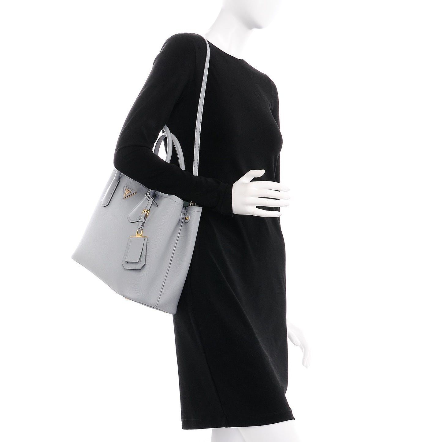 Saffiano Cuir Large Double Bag Granito Acquamarina