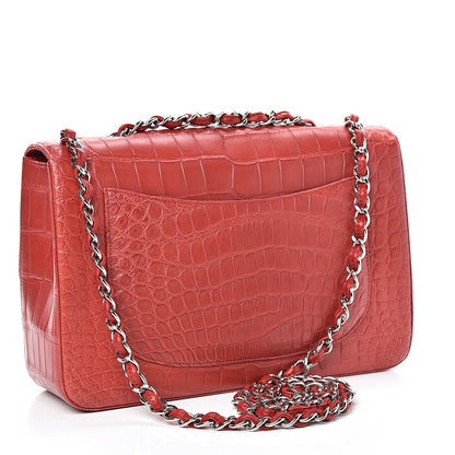 Chanel Matte Alligator Jumbo Single Flap Red 3 of 15