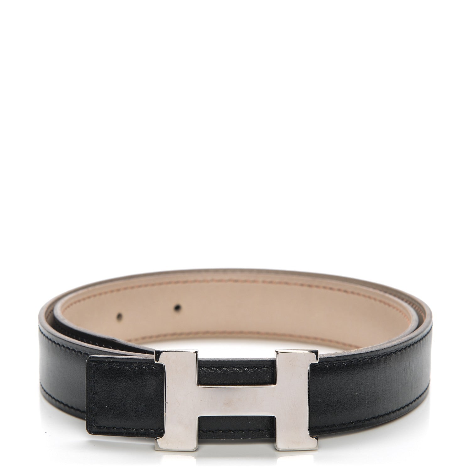 Hermes Box Swift 24mm Constance H Belt 65 Black Beige Rose 1 of 6