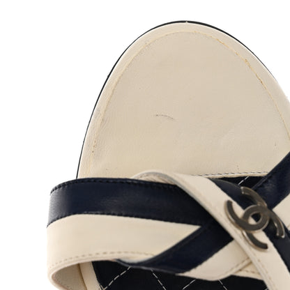 Chanel Lambskin CC Mules 37.5 Dark Navy Blue 10 of 12