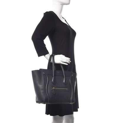 Celine Drummed Calfskin Micro Luggage Midnight 2 of 14
