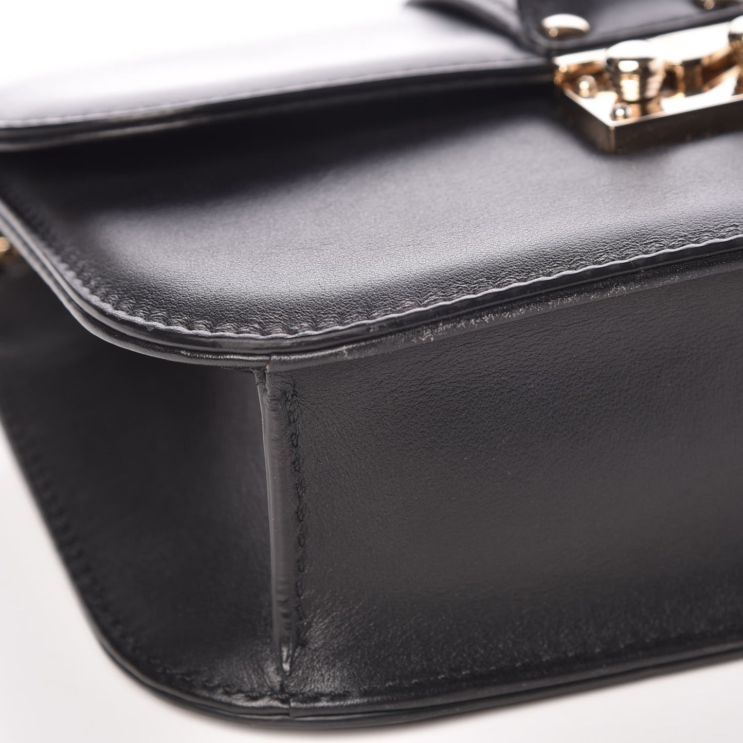 Vitello Small Glam Lock Rockstud Flap Black