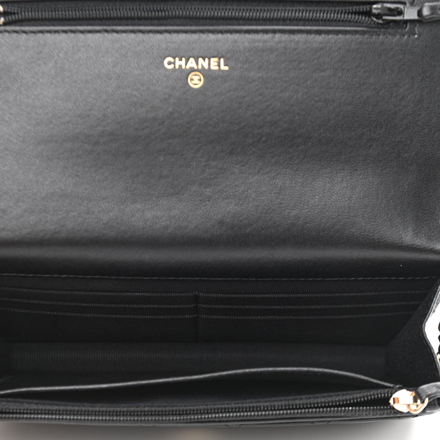 Lambskin Quilted Pearl Wallet On Chain WOC Black