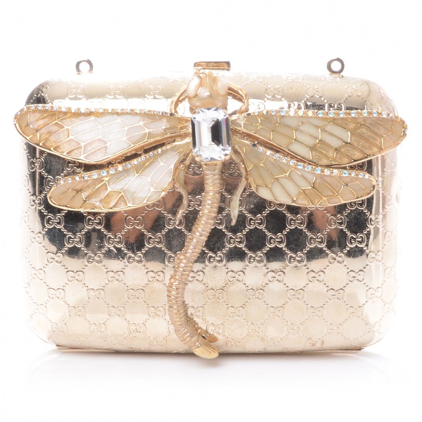 Metal Guccissima Dragonfly Minaudiere Clutch