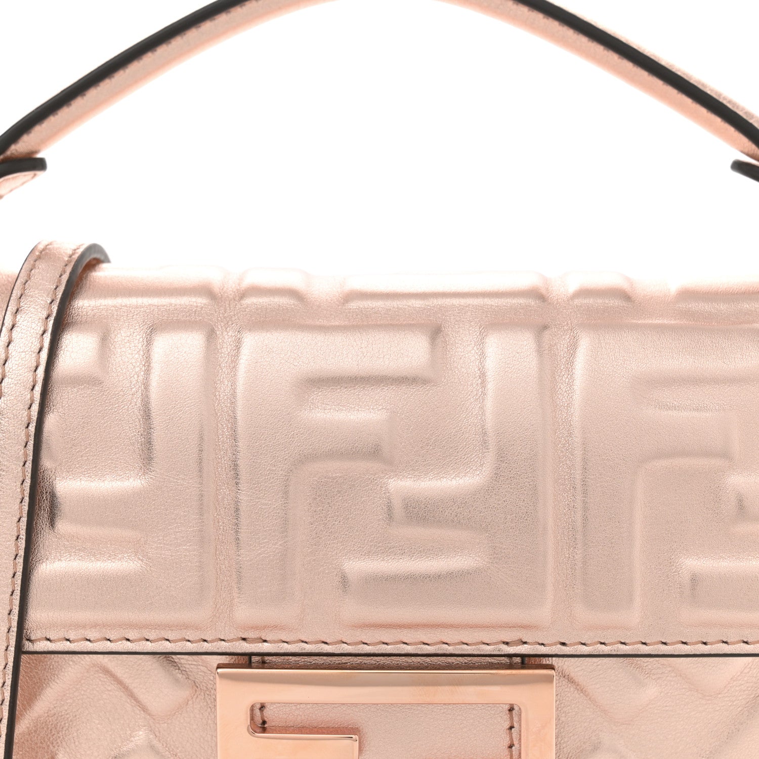 Fendi Vitello Laminato FF 1974 Embossed Mini Baguette Rame 8 of 10