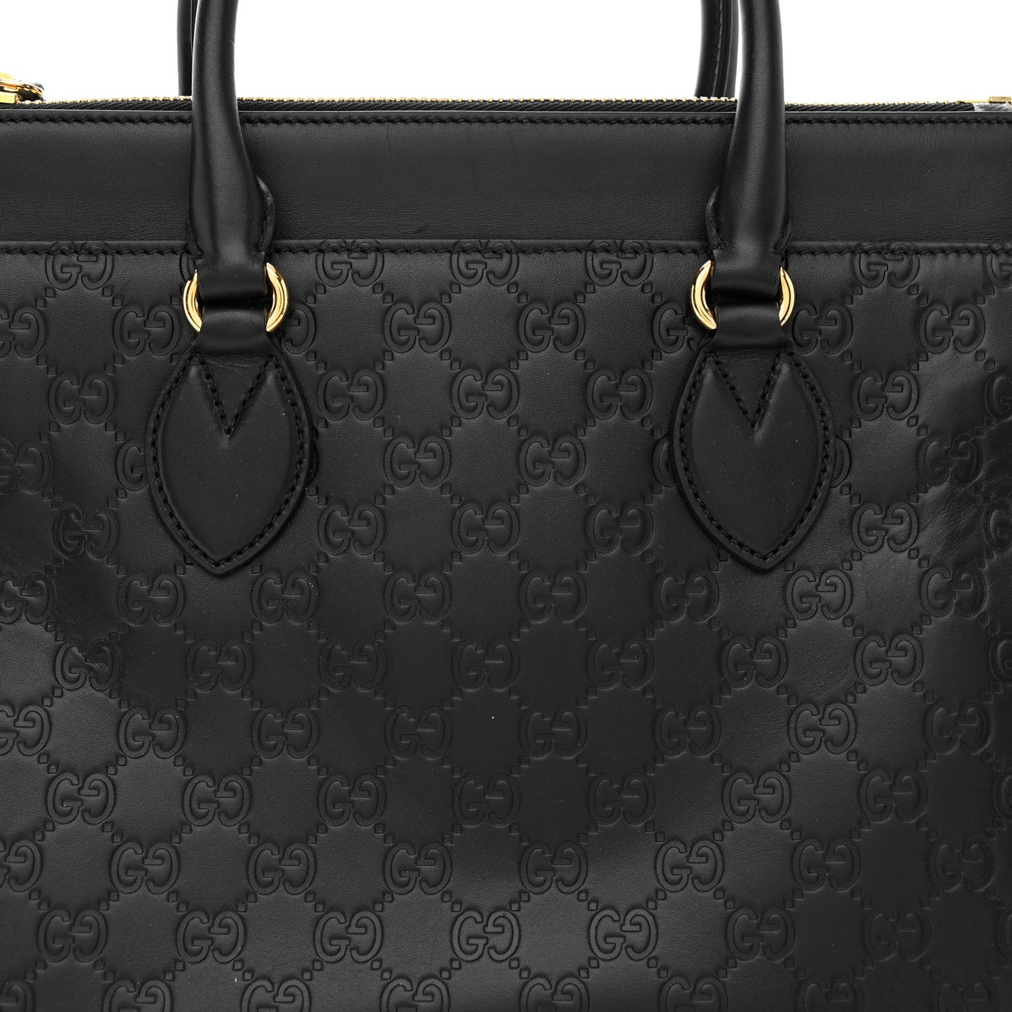 Guccissima Signature Nappa Small Zip Top Tote Black