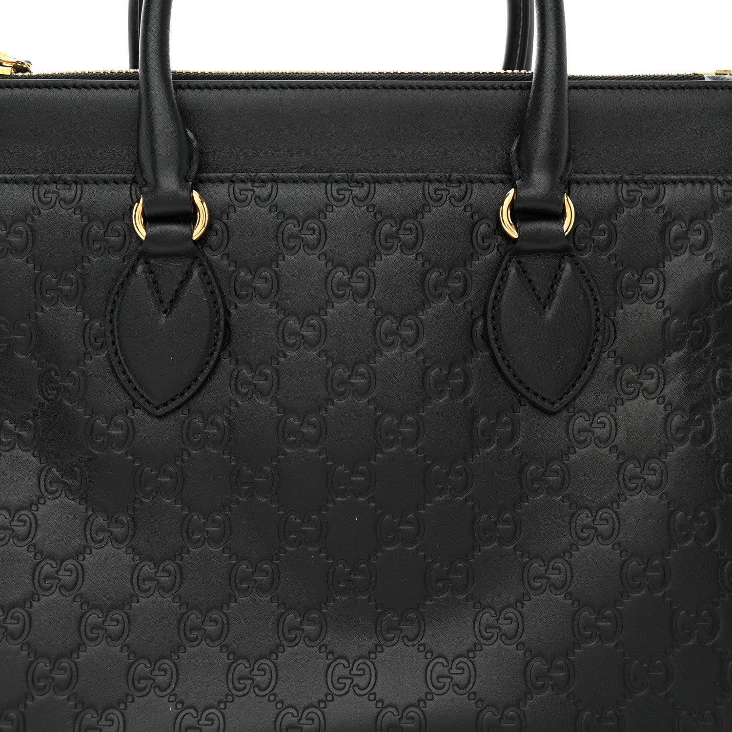 Gucci Guccissima Signature Nappa Small Zip Top Tote Black 8 of 10