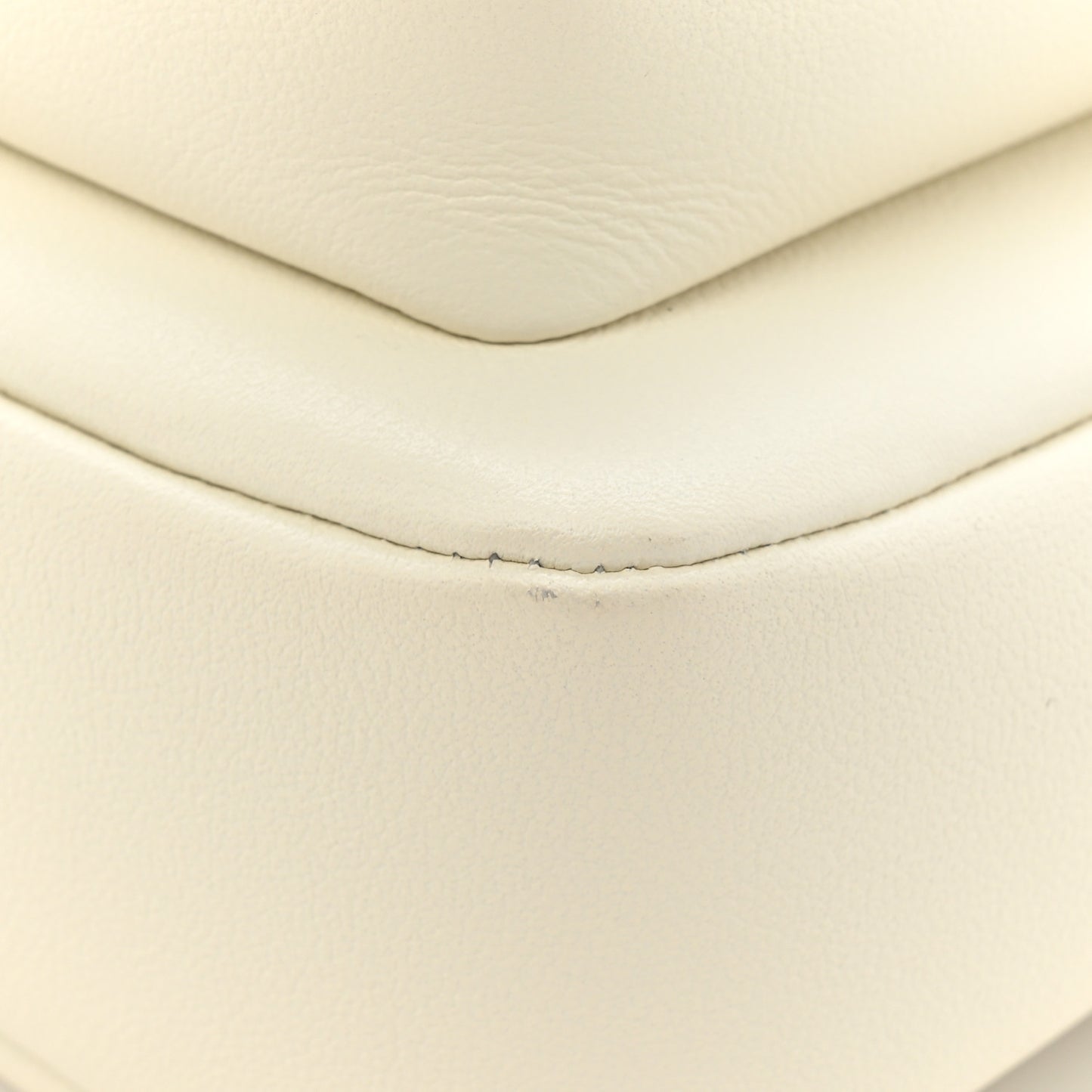 Calfskin Quilted Small Camera Case White