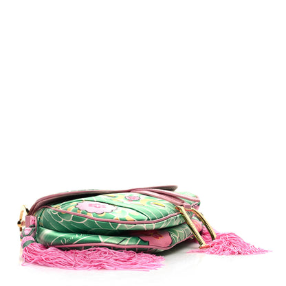 Christian Dior CHRISTIAN DIOR Satin Tassel Koi Saddle Bag Green Pink 4 of 10
