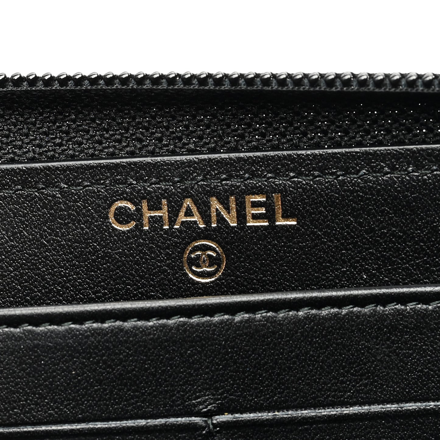 Caviar Chevron Quilted Zip Around Boy Wallet Black
