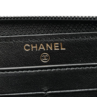 Chanel Caviar Chevron Quilted Zip Around Boy Wallet Black 6 of 7