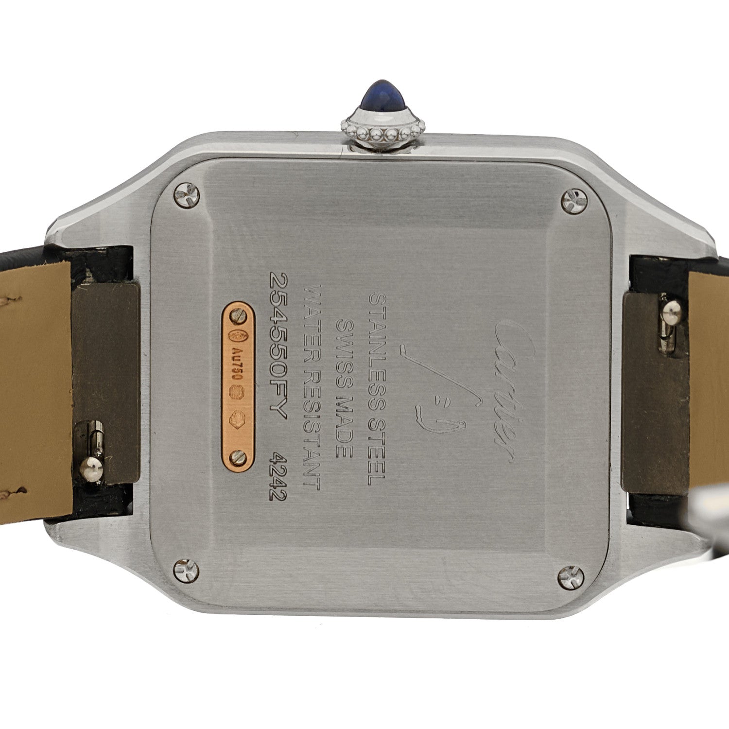 Cartier Stainless Steel 18K Pink Gold Alligator 27.5mm Santos Dumont Quartz Watch 4 of 5