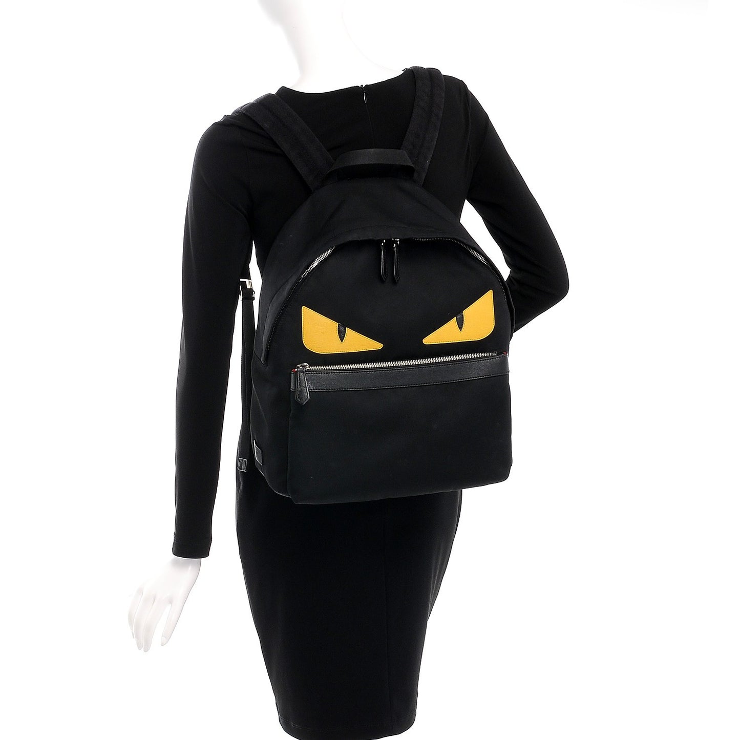 Nylon Vitello Elite Monster Eyes Rounded Backpack Black Yellow