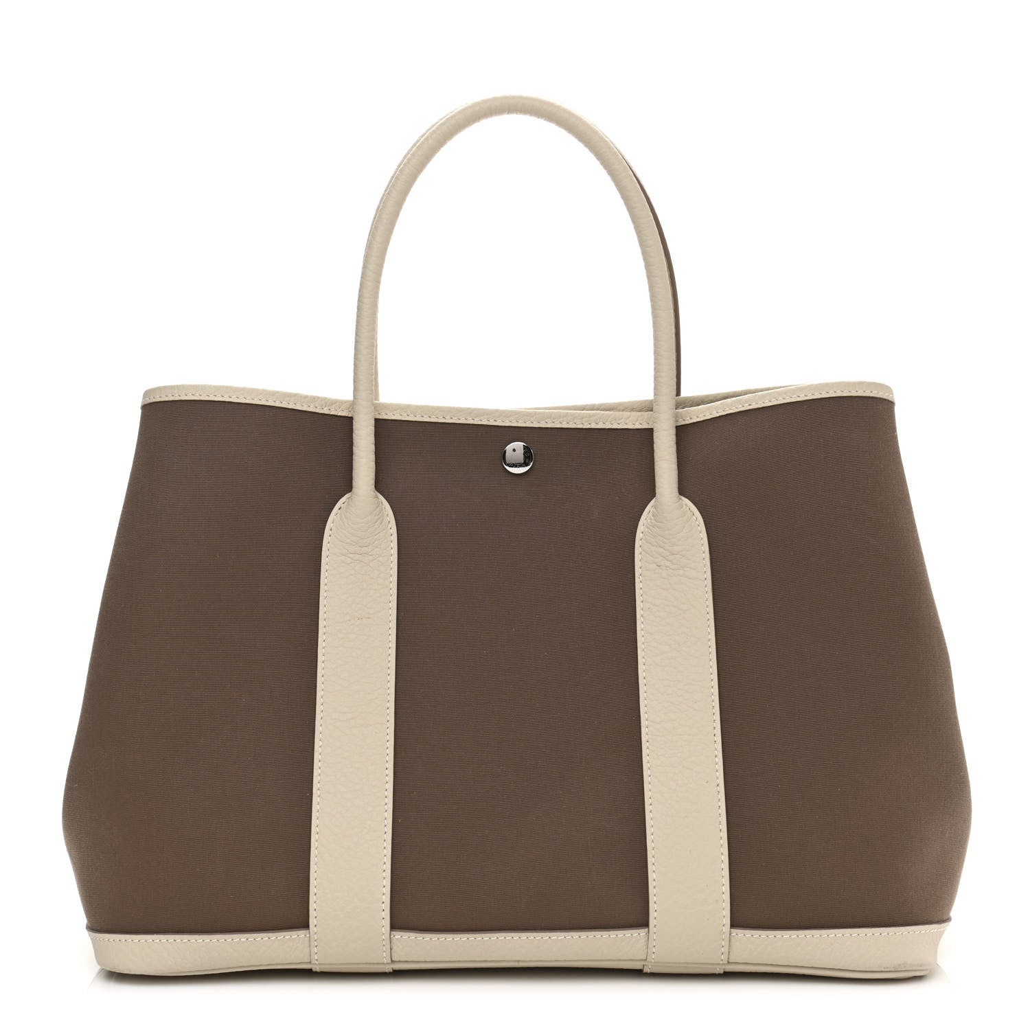 Hermes Toile Militaire Vache Country Garden Party 36 MM Tote Etoupe 1 of 9