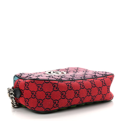 Gucci Monogram Multicolor Matelasse Diagonal Small GG Marmont Chain Shoulder Bag Pink Blue Green Red Light Blue 4 of 11