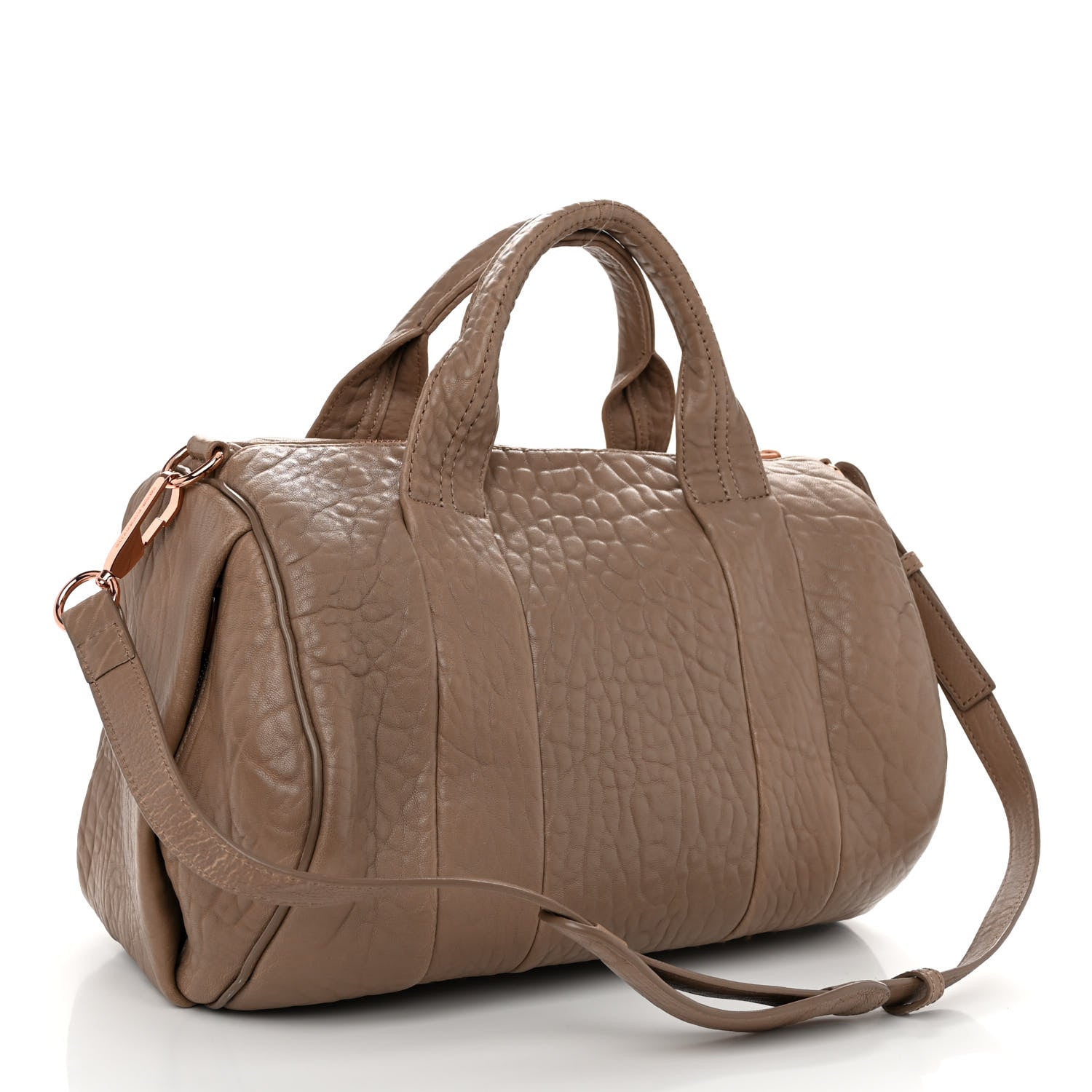 Alexander Wang Pebbled Lambskin Rocco Latte Rose Gold Hardware 3 of 9