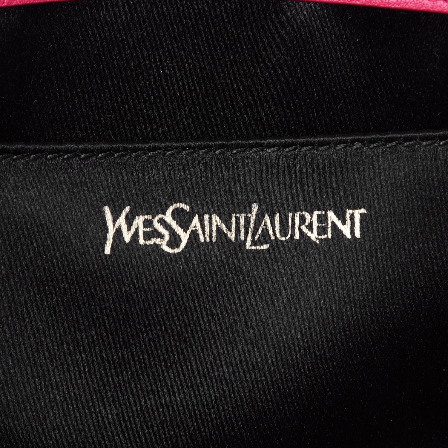 Saint Laurent Calfskin Monogram Large Belle De Jour Clutch Lipstick Fuchsia 5 of 7