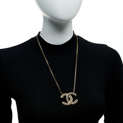 Chanel Crystal Textured CC Necklace Gold 2 of 4