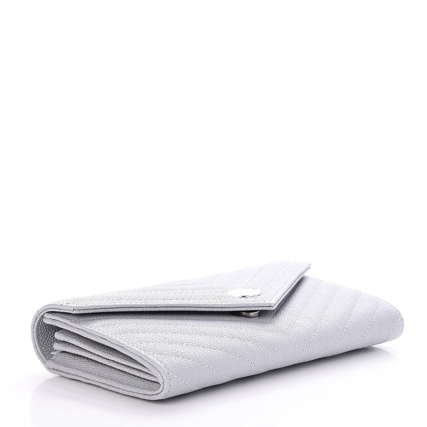 Caviar Chevron Quilted Large Gusset Flap Wallet Grey