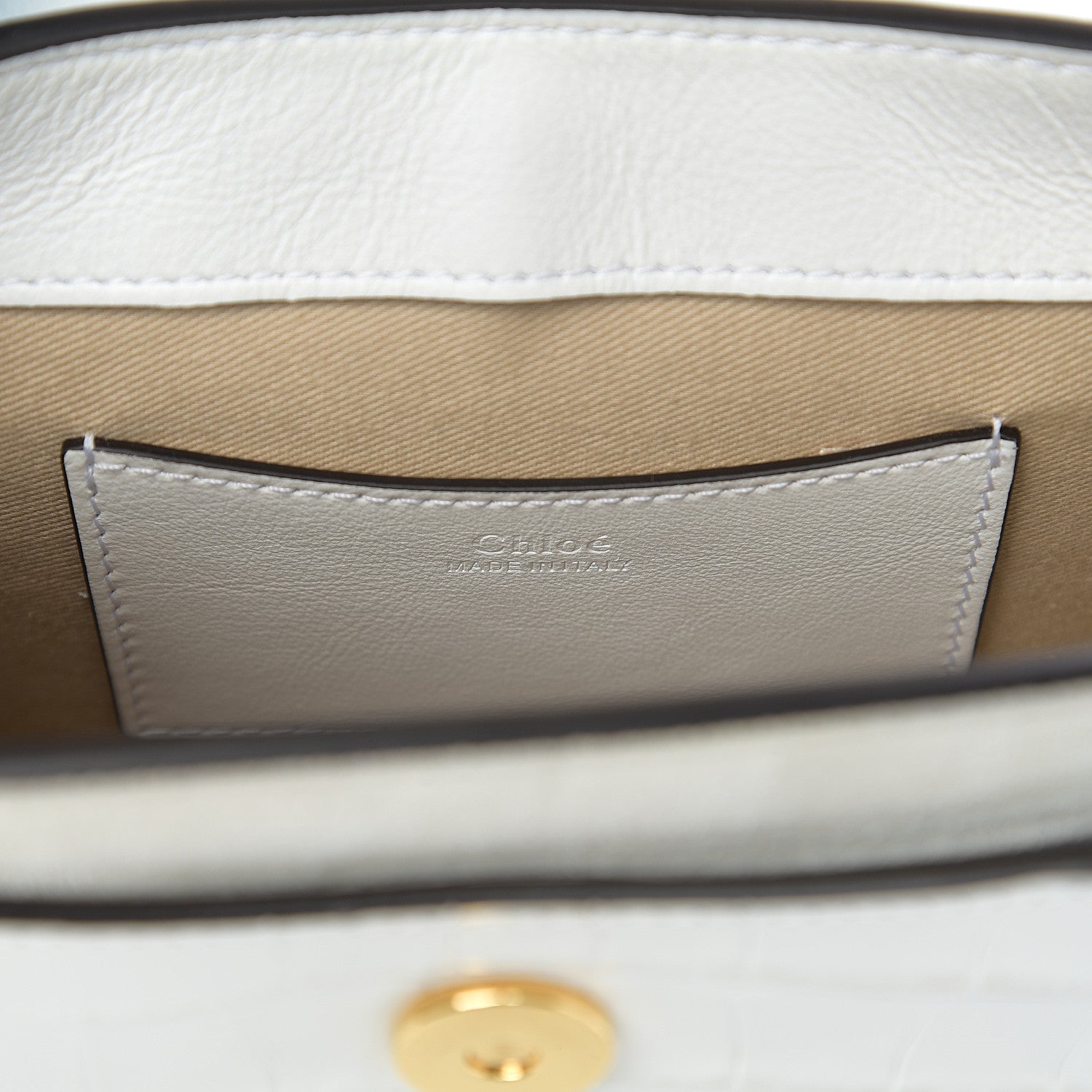 Chloe Calfskin Crocodile Embossed Small Tess Bag Brilliant White 5 of 8