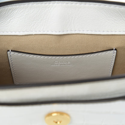 Chloe Calfskin Crocodile Embossed Small Tess Bag Brilliant White 5 of 8