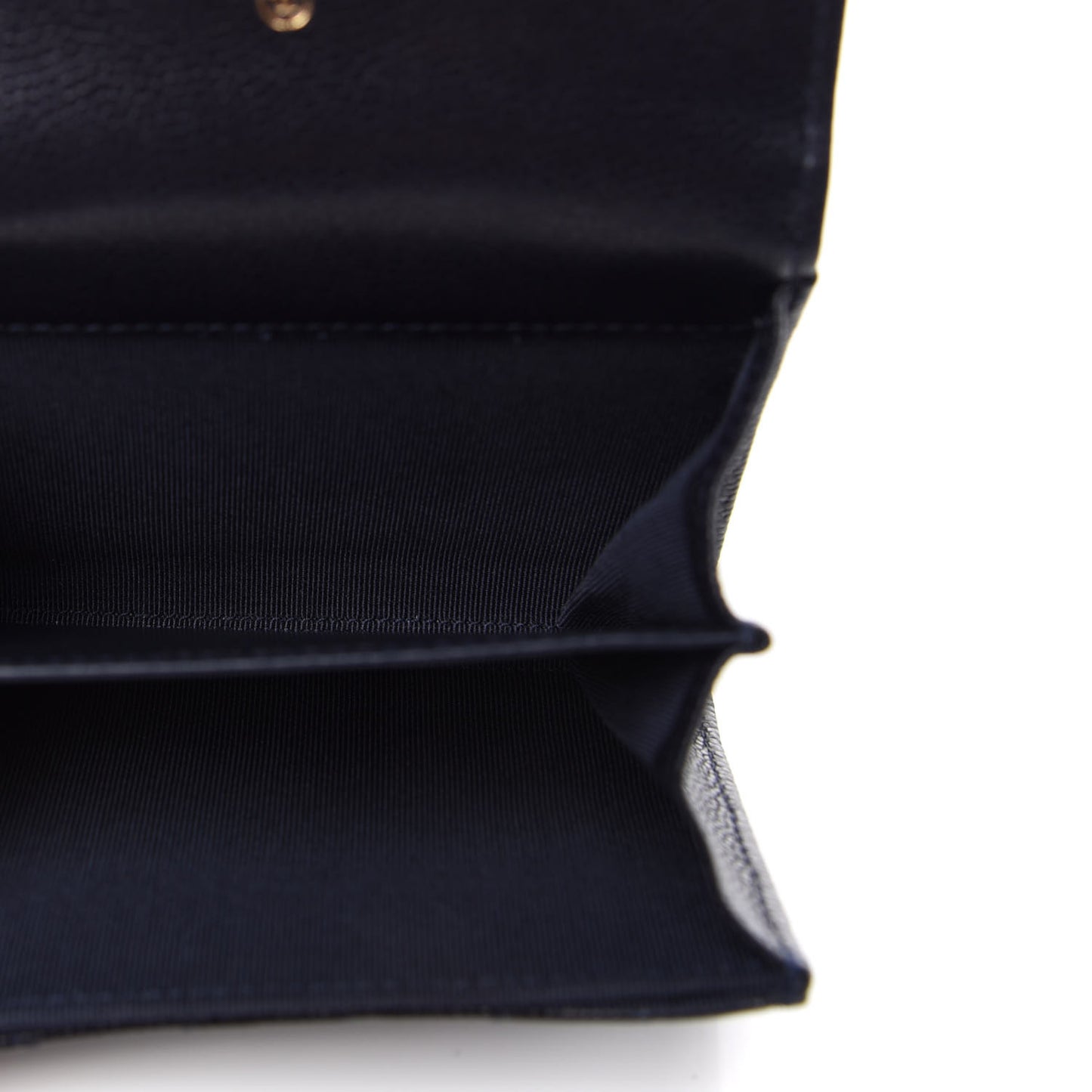 Caviar Quilted Flap Card Holder Wallet Navy Blue