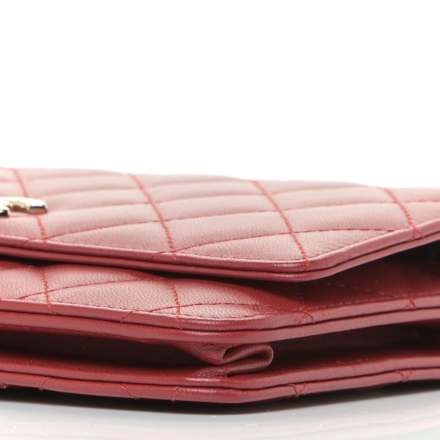 Lambskin Quilted Trendy CC Wallet On Chain WOC Red