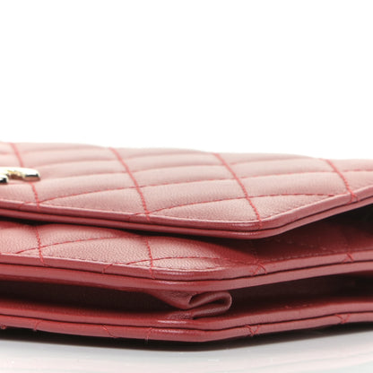 Chanel Lambskin Quilted Trendy CC Wallet On Chain WOC Red 9 of 12