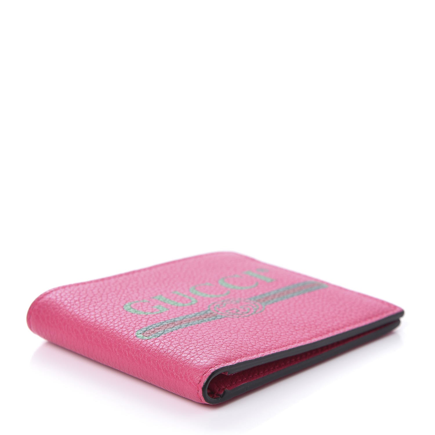 Gucci Grained Calfskin Logo Bi-Fold Wallet Box Pink Green 4 of 11