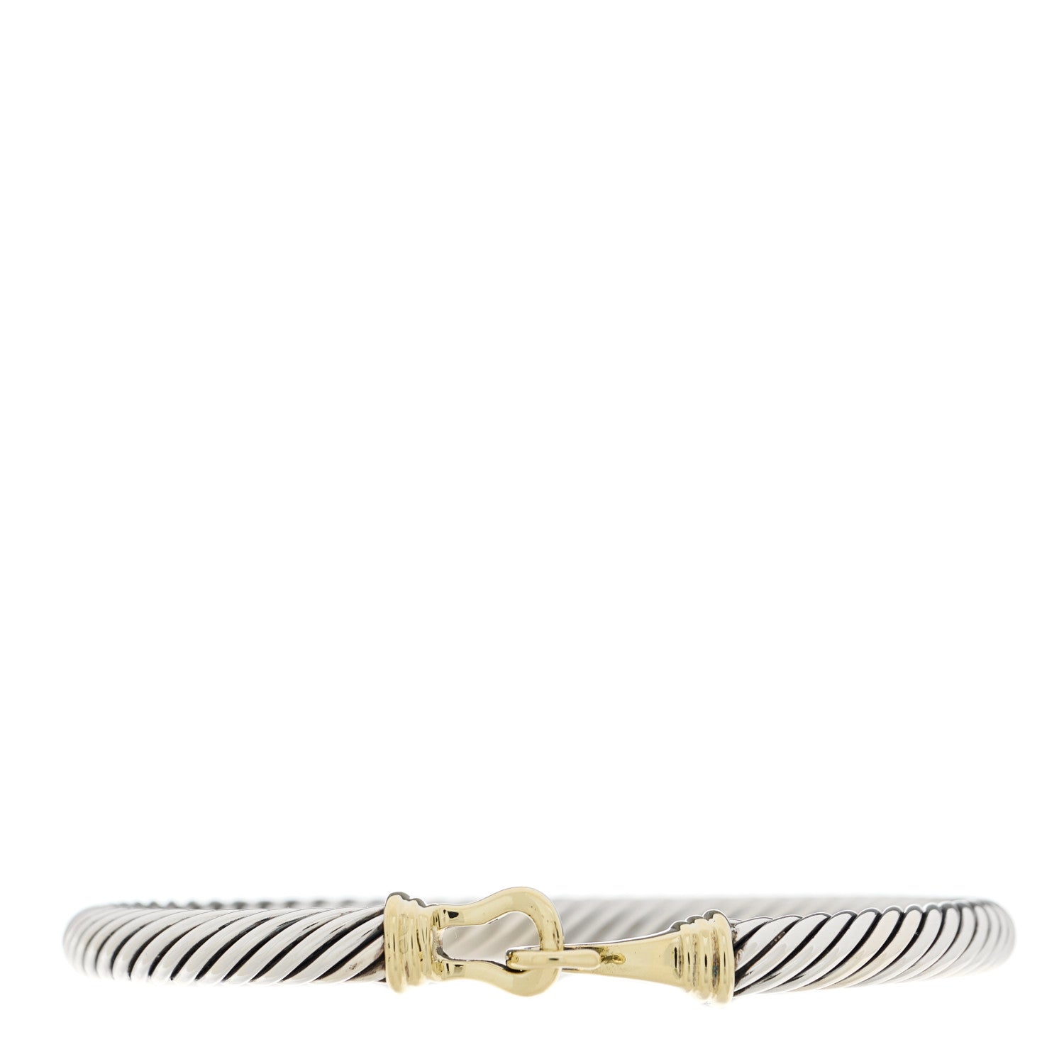 David Yurman Sterling Silver 14K Yellow Gold 5mm Cable Classic Buckle Bracelet 1 of 3