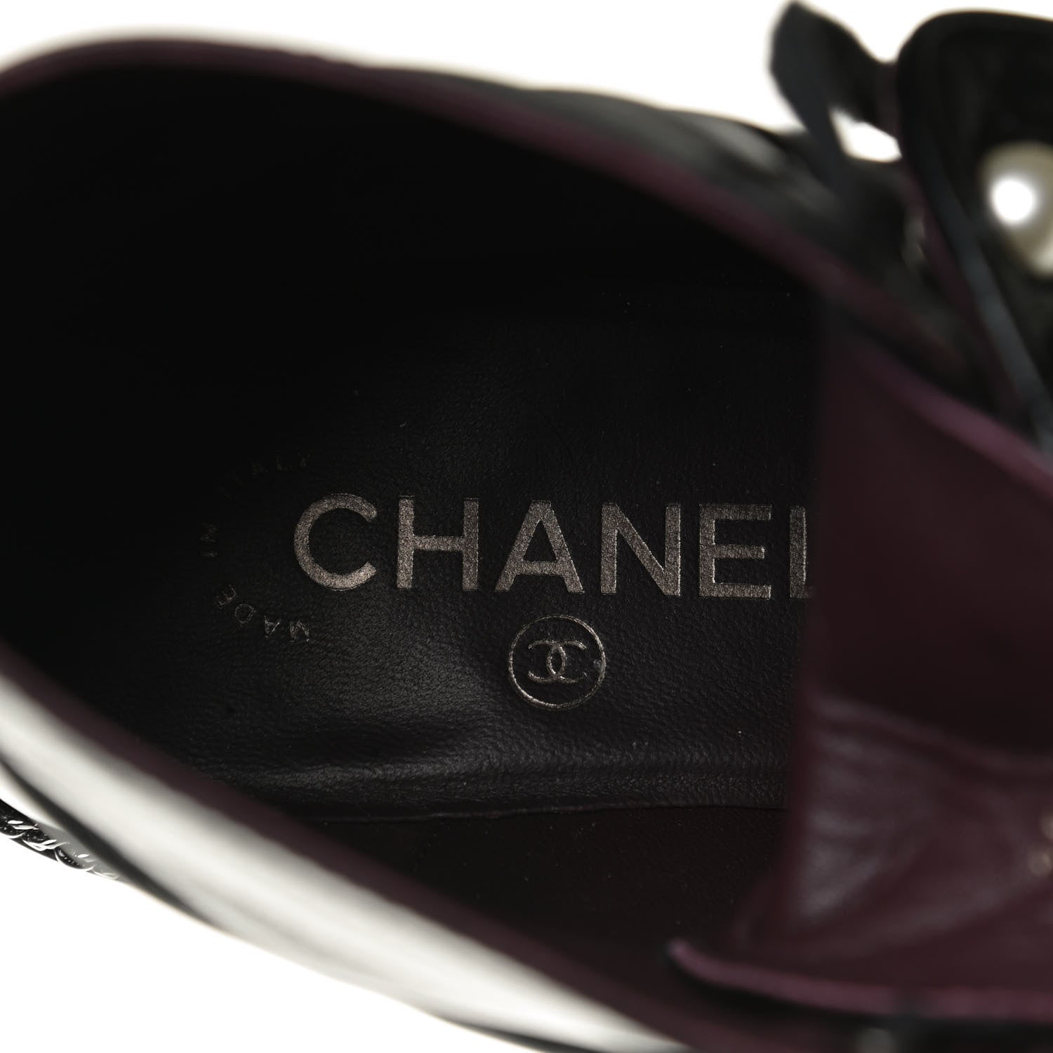 Chanel Crackled Calfskin Velvet Pearl Combat Short Boots 37.5 Black 10 of 15