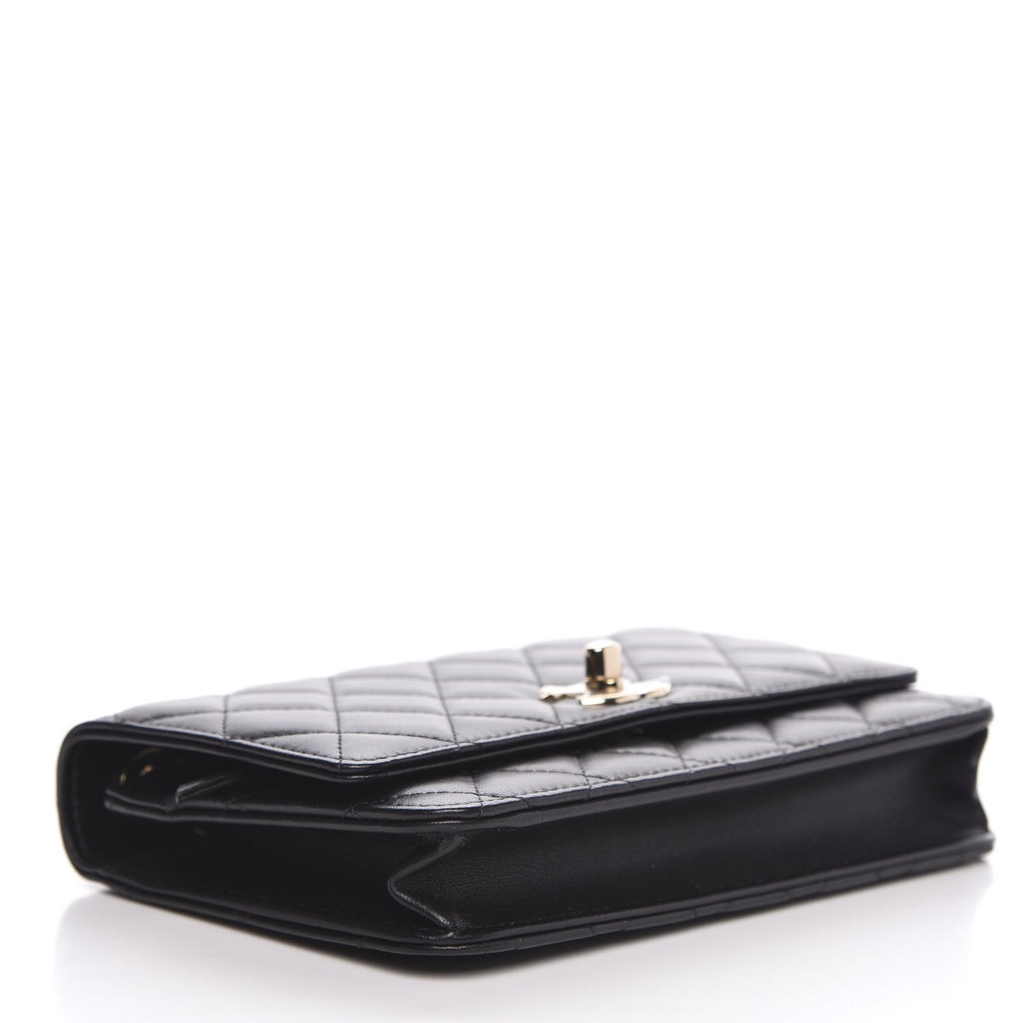 Lambskin Quilted Trendy CC Wallet On Chain WOC Black