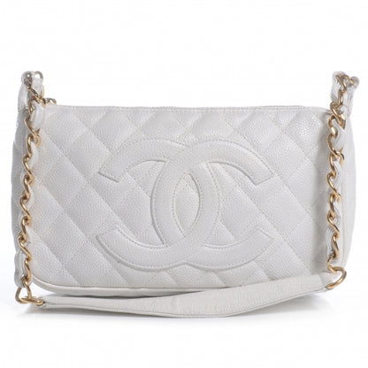 Chanel Caviar Quilted Small Pochette White 1 of 7