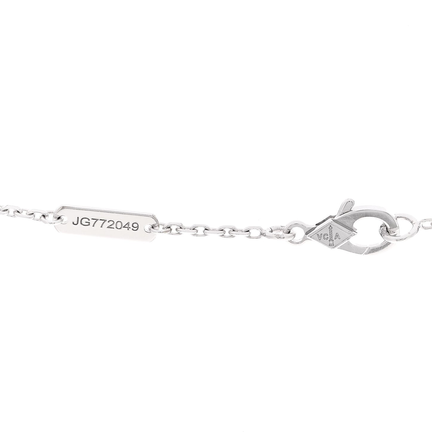 18K White Gold Mother Of Pearl Vintage Alhambra Pendant Necklace
