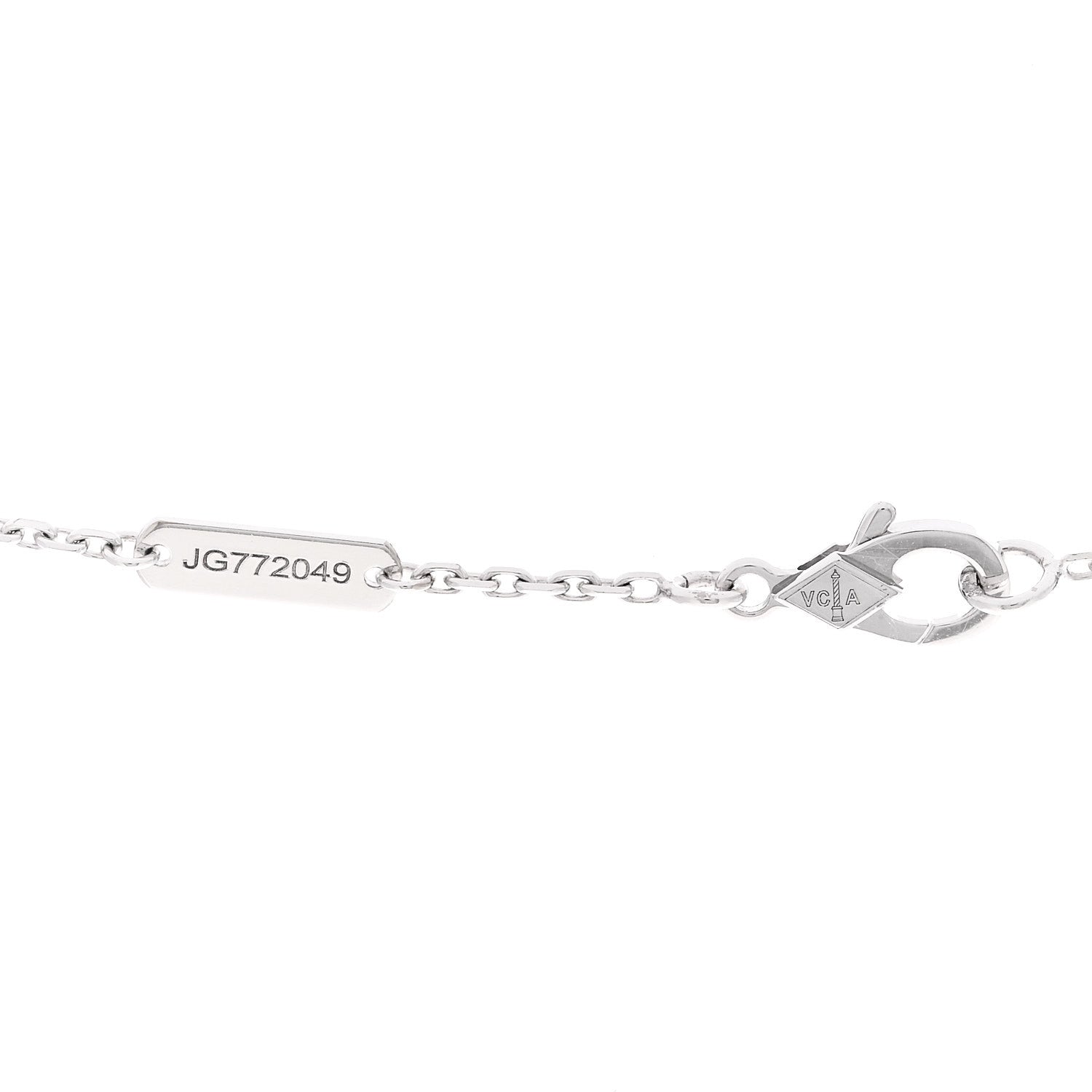 Van Cleef & Arpels 18K White Gold Mother Of Pearl Vintage Alhambra Pendant Necklace 4 of 5