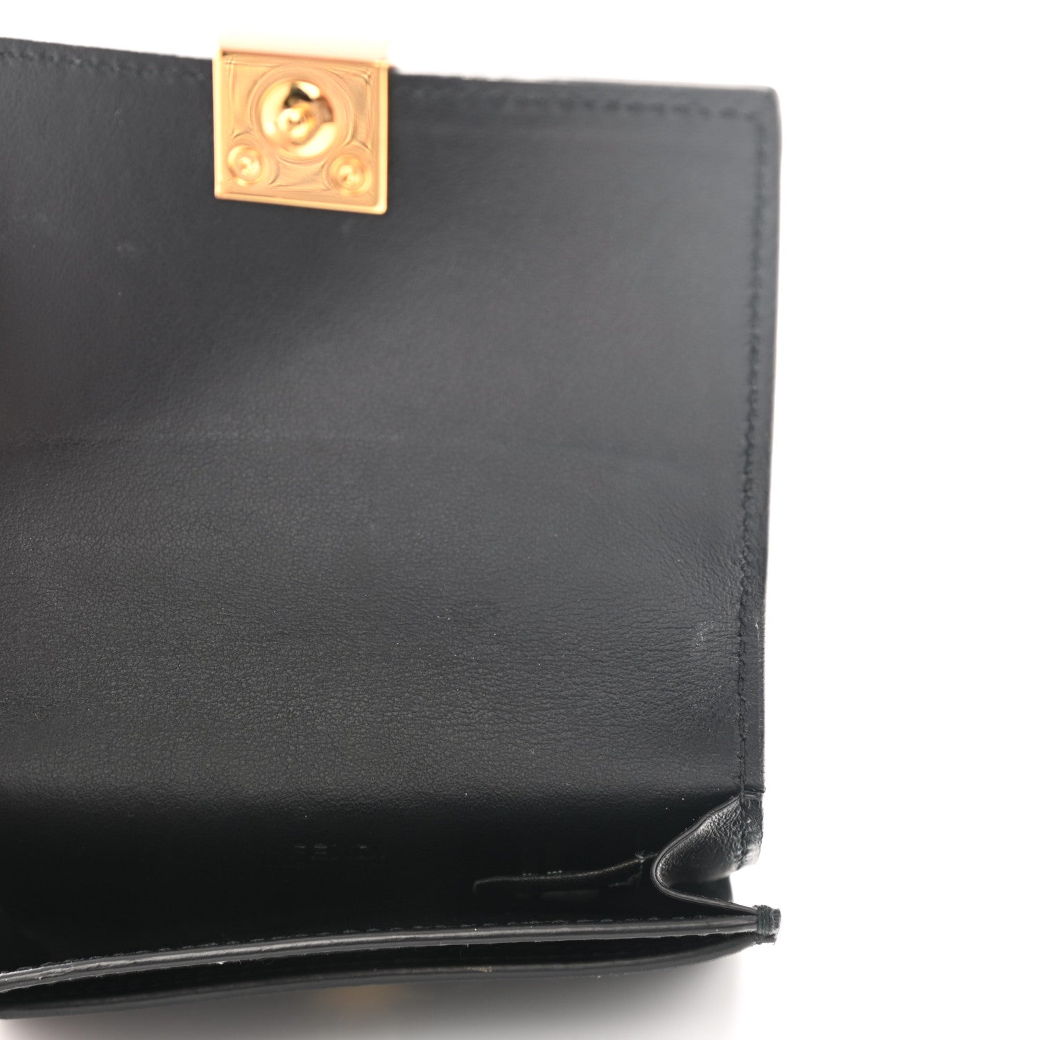 Fendi Vitello Liberty Studded Fold Over Card Holder Black 5 of 10